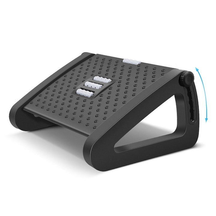 Desk footrest Footrest Adjustable ergonomic footrest Ergonomic footrest with massage Ergonomic footrest with massage rollers Non-slip footrest with massage texture black