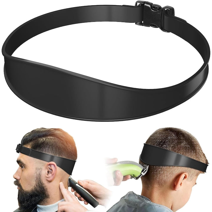 Adjustable Silicone Hair Cutting Template for Self-Haircuts, Straight Neckline, Black
