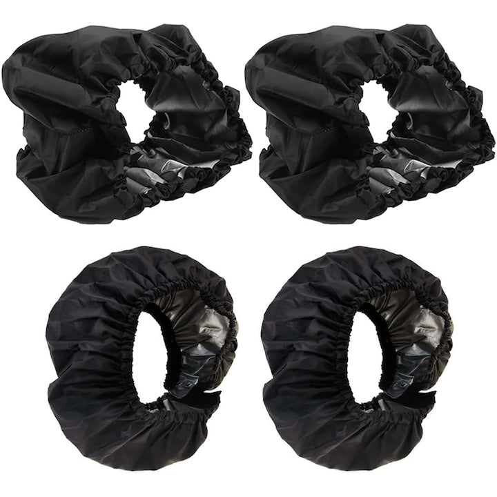 Set 4 huse roata carucior impotriva mizeriei si bacteriilor 2 pentru roti mici(20cm) 2 pentru roti mari(25-36cm) Universal Negru