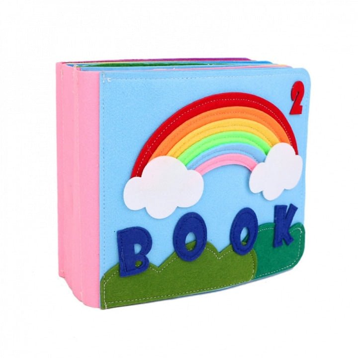 Carte senzoriala pentru copii AONYIYI 11 pagini lana moale tema Sunny Rainbow