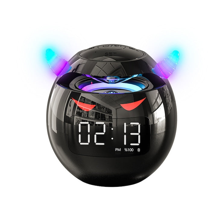 Radio Ceas Alarma Electronic Fantasy Difuzor Bluetooth smart 5.1 design Little Devil sunet HlFl 36Mbps intrare card SD ceas cu alarma dubla efecte de iluminare cool 2000mAh autonomie aproximativ 18 ore
