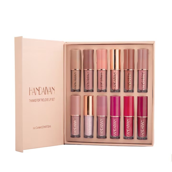 Set 12 rujuri rezistente la transfer mate si glossy Handaiyan 2.5 ml