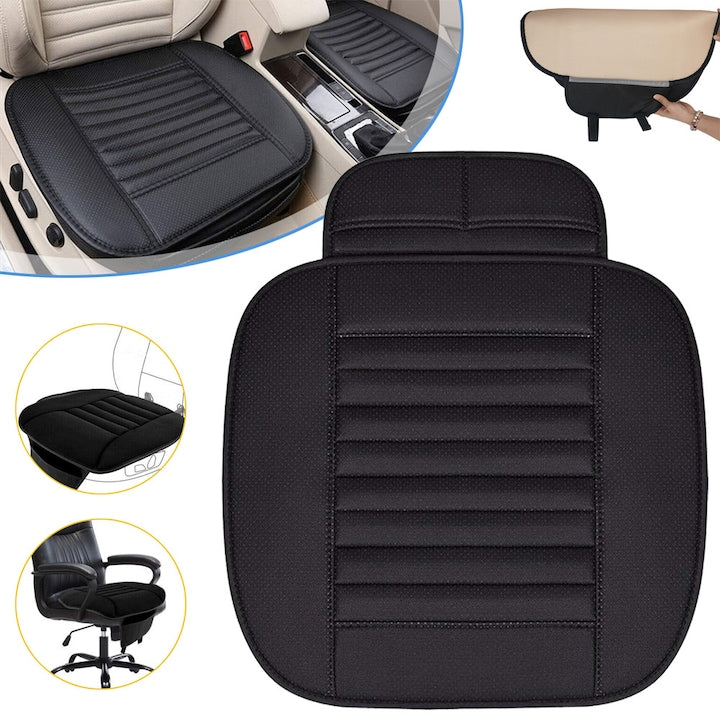 Confortabil Si Respirabil Four Seasons General Bambus Carbune Interior Auto Scaun Perna Husa Acoperi Pad Mat Pentru Scaun De Birou Cu Buzunar De Depozitare Accesorii Auto Neagra 54 x 52 cm