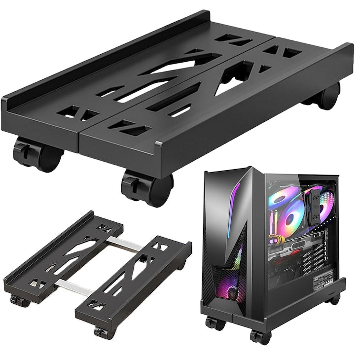 Suport CPU Mobil Reglabil Suport Turn Calculator Ventilat Cu 4 Roti Pivotante Se Potriveste Cu Majoritatea Turnurilor PC Suport CPU Sub Birou Carucior De Podea PC Suport Computer Pentru Gamers