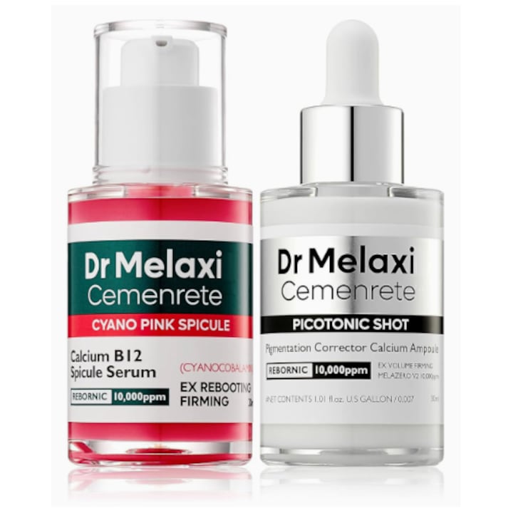 Set Coreean Dr. Melaxin: Ser cu Spicule B12 si Picotonic Shot Efect de Mezoterapie Fara Ace Corector Pete si Lifting Intens Pachet 2 buc x 30ml
