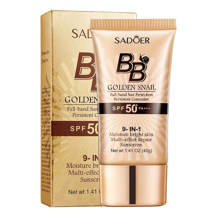 Crema BB cu protectie solara Golden Snail contine filtrat de secretie de melc hidratare rezistenta la apa si de lunga durata protectie solara si corector SPF50+ PA+++ bej cald natural 40g