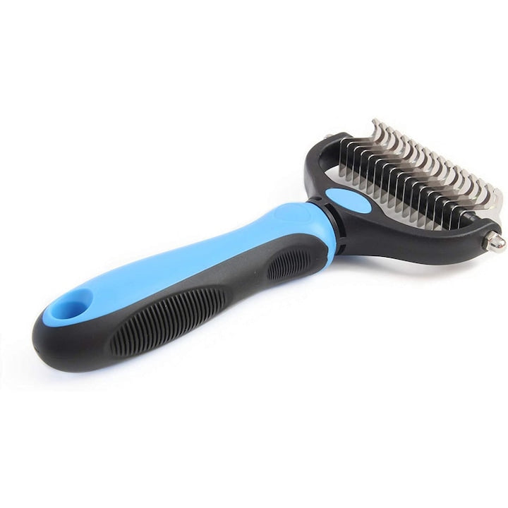 Pet Hair Comb Dual-Sided Grooming Tool Hair Removal Blue
