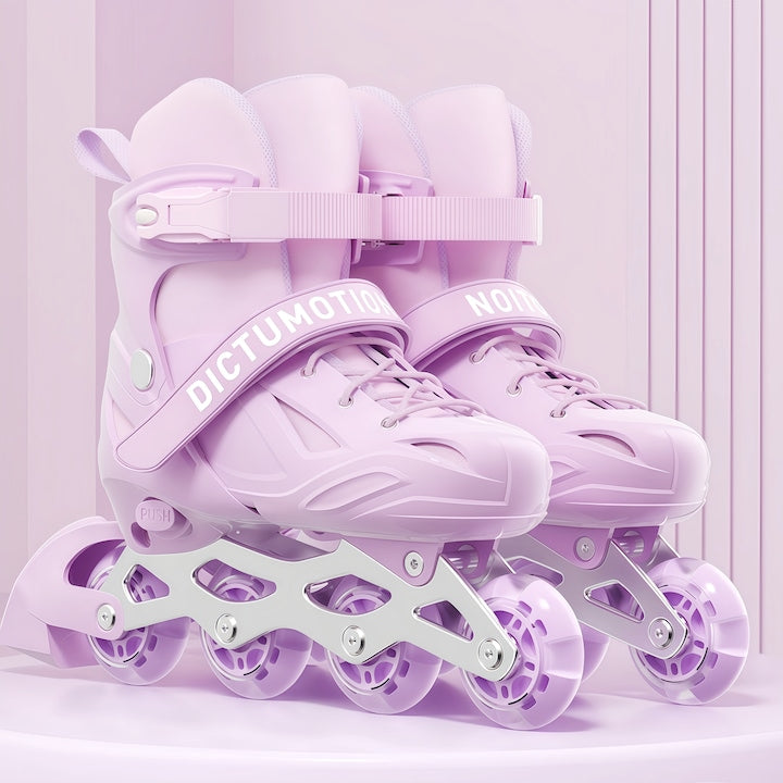 Adjustable Roller Skates for Kids, Size S (26-29), Professional Thickened Alloy Bracket, Multiple Protection, For Beginners, Breathable and Non-Stuffy Feet, Purple