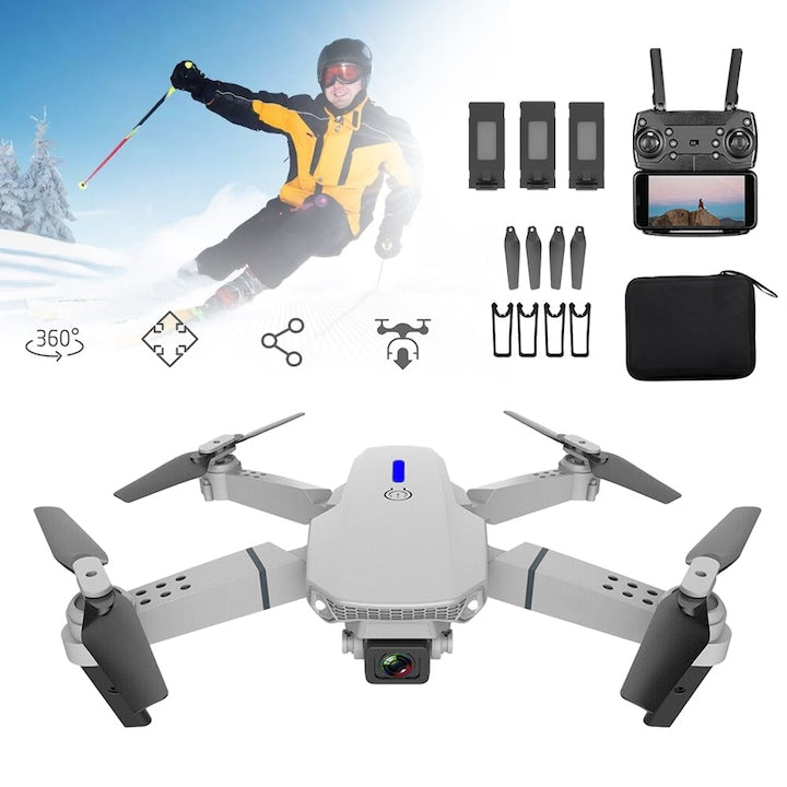 4K HD Camera Drone, Foldable Dual Camera RC Quadcopter Drone, Headless Mode, 3D Flips, Professional 4K Camera Drone for Kids and Adults with 3 x 1800mAh Batteries and Bag