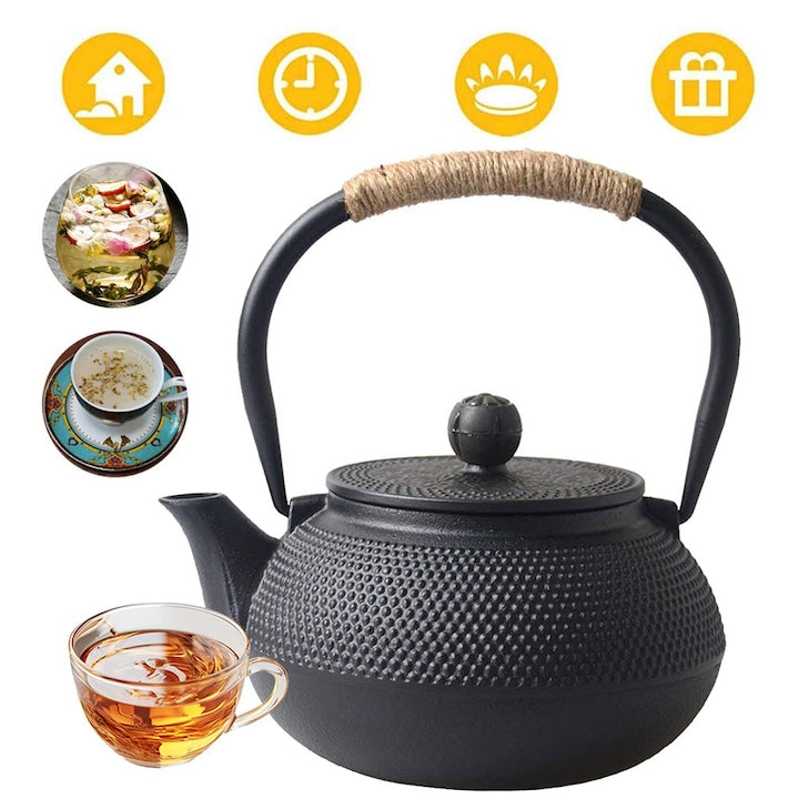 Ceainic din fontă cu infuzor din oțel inoxidabil CHOOLY 800 ml negru 17.5x16.5 cm