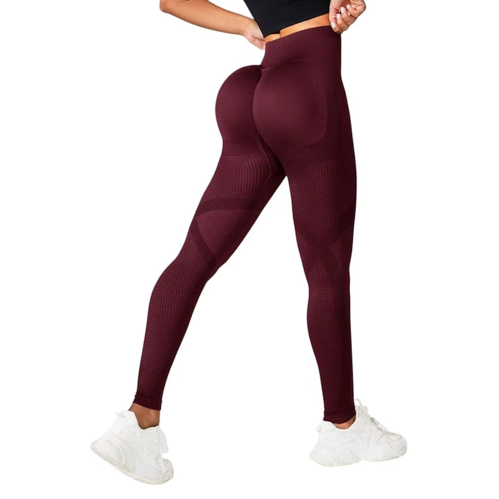 OEM - Colanti Sport Eleganti Talie Inalta si Efect Push-Up Visiniu 12 rate cu 0% dobândă