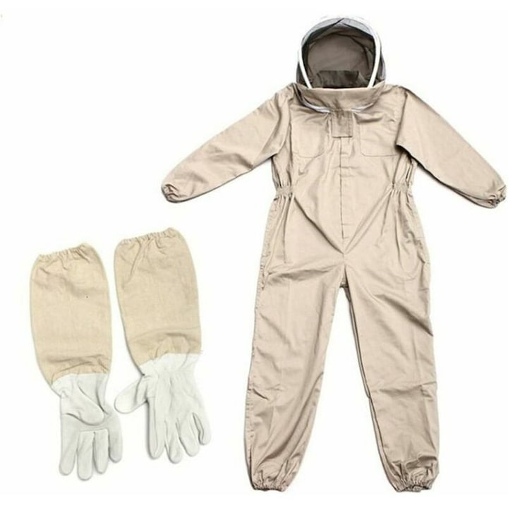 Costum profesional de apicultura XL – Voal autoportant si manusi lungi – Bumbac moale si respirabil pentru protectie optima