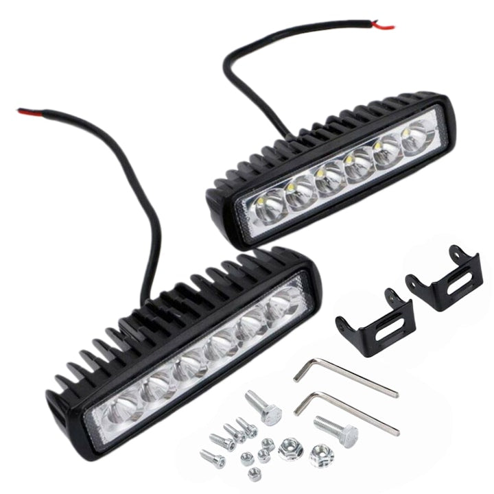 Set de 2 Proiectoare LED Auto Offroad 18W Fantasy 12V 6 LED-uri x 2 bucati1200 Lumeni 16 cm 6000K IP67 Aluminiu Lumini de zi Lumini auxiliare Lumini aftermarket Potrivit pentru Autoturisme/Motociclete/Vehicule off-road/Camioane/Stivuitoare/Barci