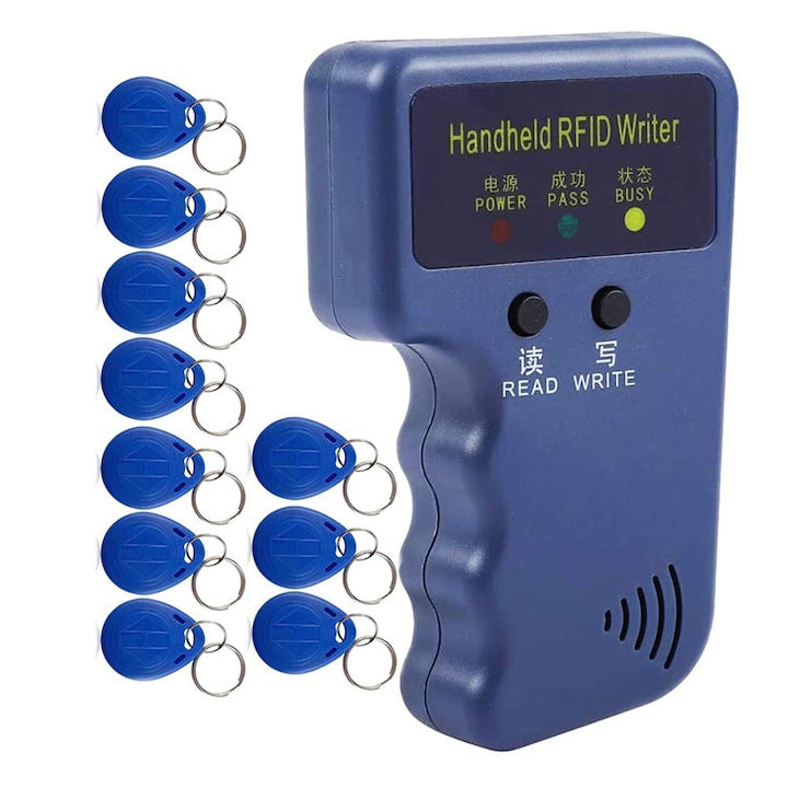 Rqiurpn Access Card Copier includes 10 rewritable EM4305/T5577 Key Fobs, compatible only with 125 KHz access cards