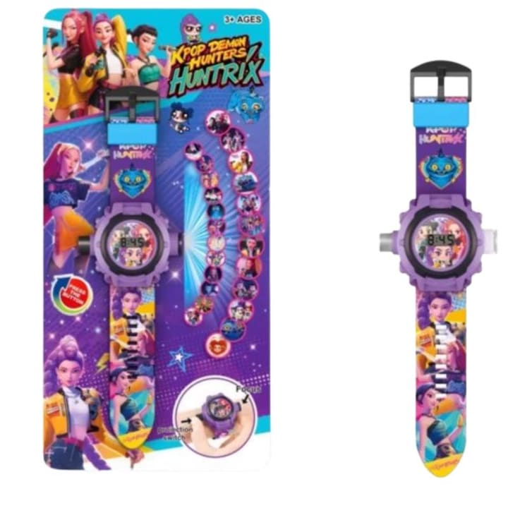 OEM - K-POP Characters Projection Watch Luminous Electronic Toy for Children electronic LCD display silicone strap 23 cm 3 years
