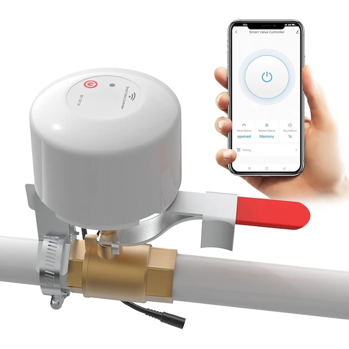 Electrovalva inteligenta WiFi WALALLA DN15/DN20 alb set pentru control apa si gaz