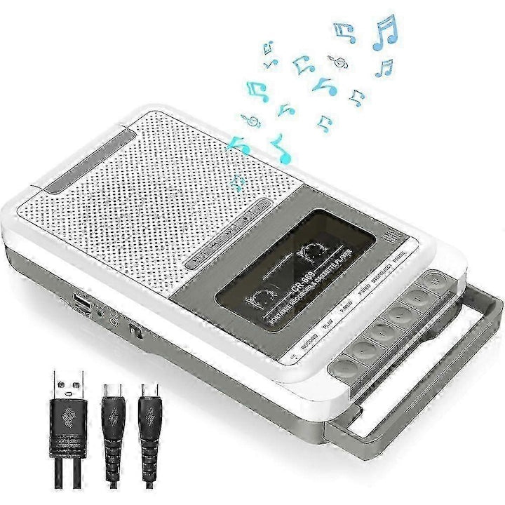 Convertor de casete audio multifunctional inregistrare pe caseta/USB/card TF 3 moduri de redare portabil cu jack pentru casti de 3.5mm