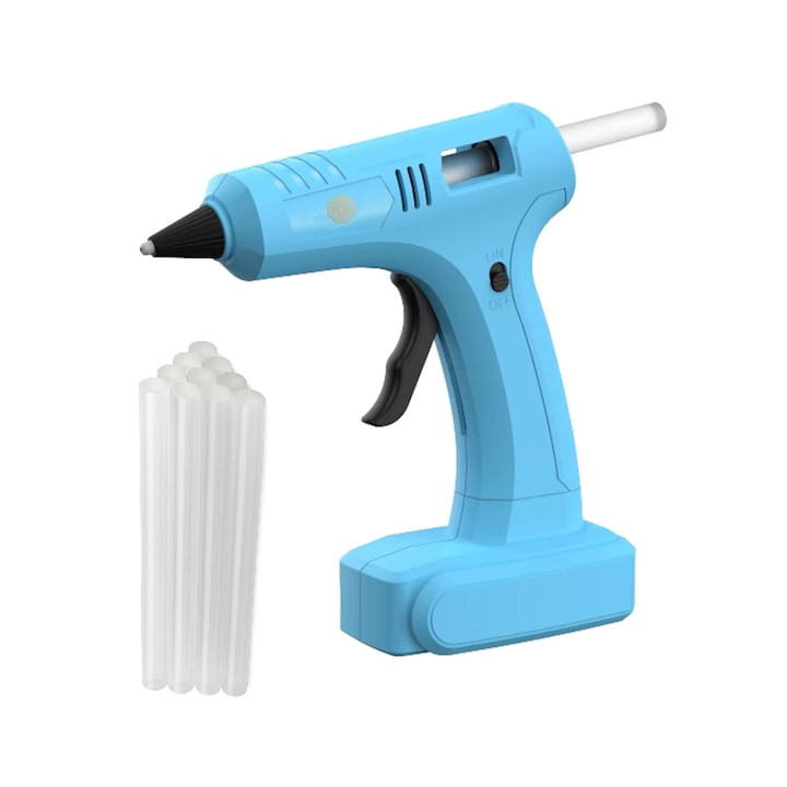 Pistol de lipit cu adeziv termofuzibil ZOUN portabil fara fir incarcare USB 40 W baterie litiu topire rapida potrivit pentru reparatii bricolaj albastru