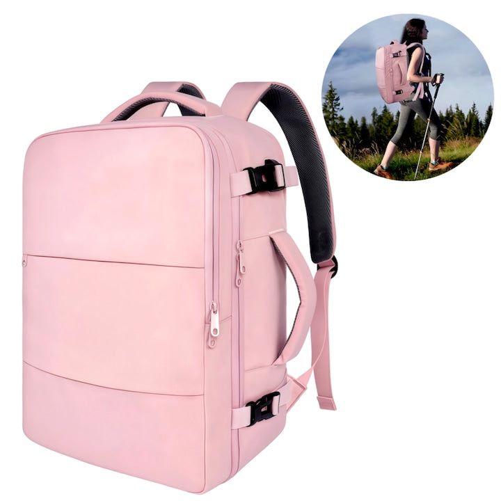 Rucsac multifunctional Rucsac de voiaj unisex Rucsac de calatorie pentru laptop Rezistent la apa capacitate mare design cu port USB Design ergonomic confortabil de transportat 38x52x12cm roz
