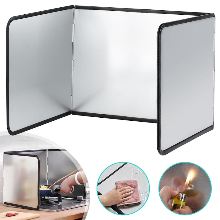 Aparatoare Anti-Stropire Pentru Aragaz Scut Anti-Stropire Pliabil Lateral Pentru Aragaz Protectie Anti-Stropire Cu Grasime Si Ulei Ecran Anti-Stropire Pentru Tigaie Plita De Perete 40x30.5x30cm