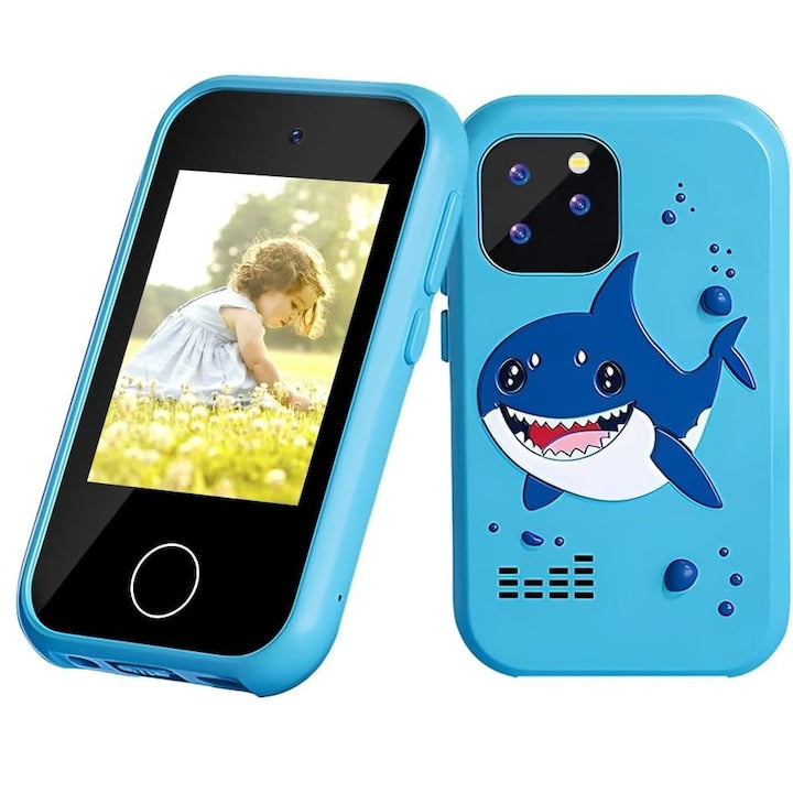 2-in-1 Educational Toy and Mobile Phone for Kids with Montessori Activities, 10 Educational Games, Alphabet Lessons, Puzzles, Audiobooks, Photo/Video Camera, MP3 Player, 28 Backgrounds, Flashlight, 32GB Card, Blue