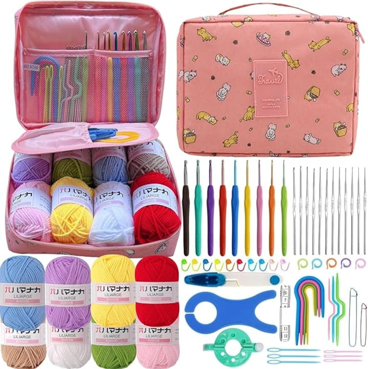 Kit de crosetat Cu sac de Depozitare 58 bucati