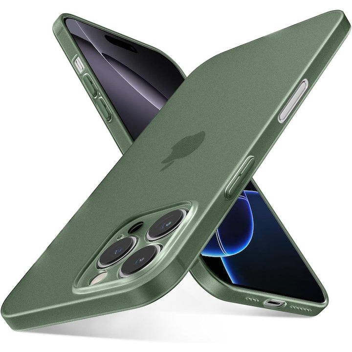 Set 2 Husa pentru iPhone 16 Pro Ultrasubtire TPU Mata anti-amprente 0.3mm Frosted Verde