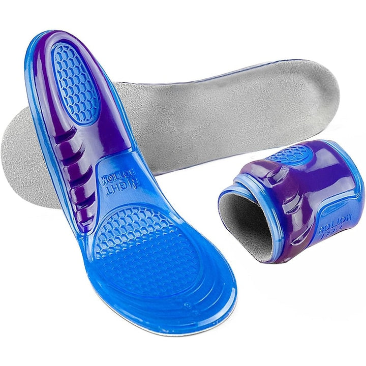 Set 2 Branturi ortopedice din doua tipuri de gel platfus plantara unisex Albastru marimea L / 44-48