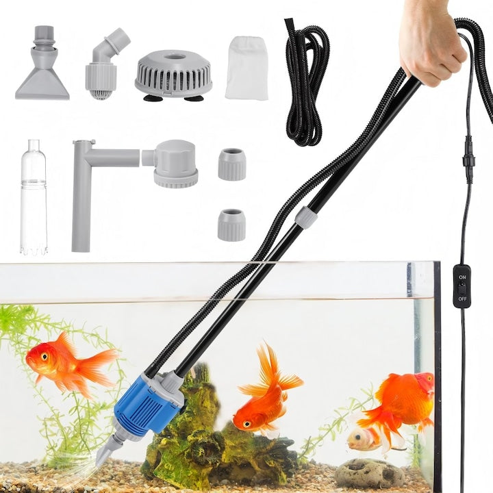 Aspirator Acvariu SANSES pentru Curatarea si Filtrarea Acvariului 20W Cablu 3 m Retractabil 6 in 1 1400 L/H Albastru/Negru