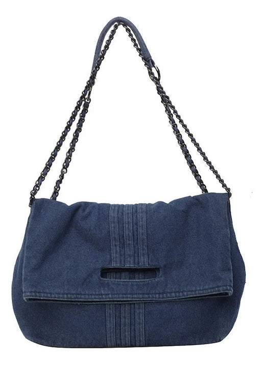 YANYXR - Geanta dama denim albastru 33x38x10cm lant mare capacitate 12 rate cu 0% dobândă