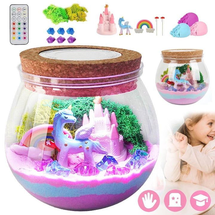 Kit De Lumina De Noapte DIY Kit De Terariu Cu Unicorni Pentru Copii Cu Telecomanda Si 13 Culori De Iluminare Kit De Mestesuguri Stiintifice Cadou Cu Unicorni Pentru Copii Fete Decorare Camera
