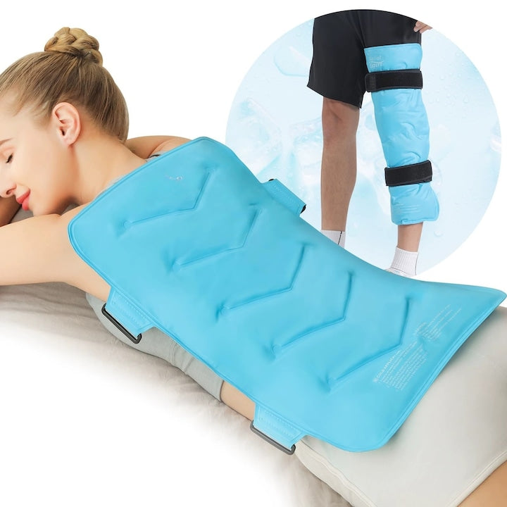 WALALLA Large Reusable Ice Pack for Back, 33x52cm, Cold Compress Therapy for Discomfort and Muscle Fatigue, Blue