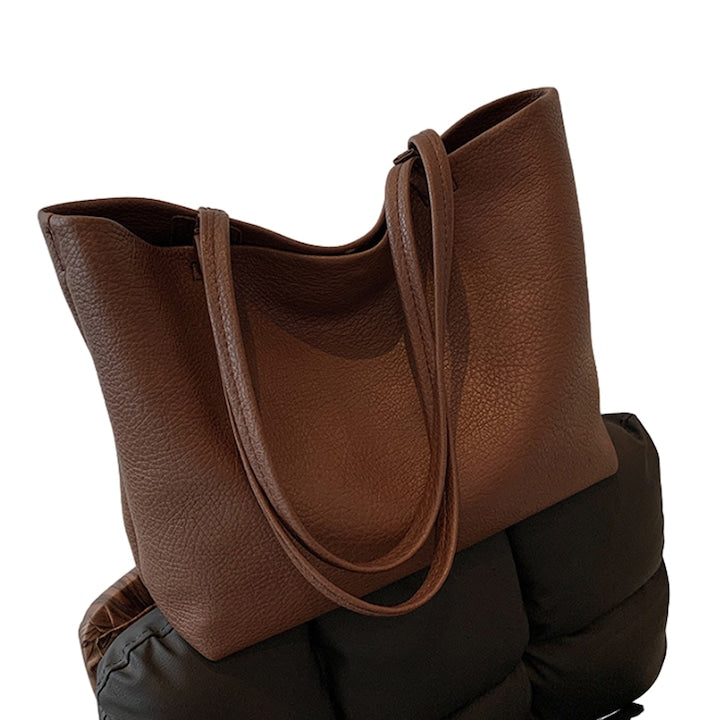 OEM - Geanta tote din piele pentru femei model reversibil cafea 31x26x12cm 12 rate cu 0% dobândă