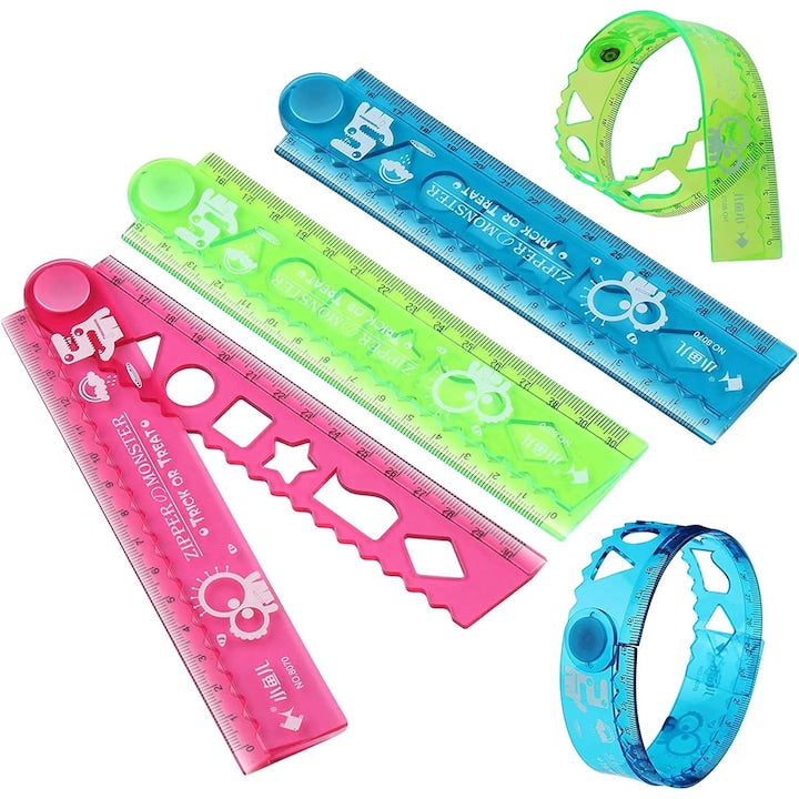 Set 3 rigle pliabile 30cm Pentru scoala Copii Birou Plastic Multicolor