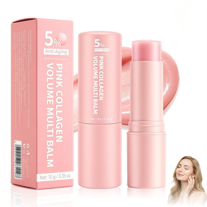 Stick hidratant redensificant cu colagen roz efect multiplu intr-unul singur hidratant si antirid potrivit pentru fata zona ochilor buze gat si pliurile nazolabiale 10g