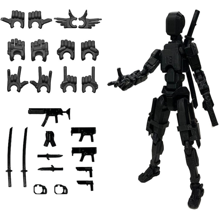 Set Robot figurina cu articulatii 14cm imprimat 3D complet asamblata 14ani+ OUYLAF Negru 26pcs