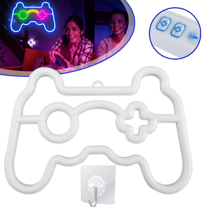 Adjustable Neon Sign for Gaming, Gamepad-Shaped LED Neon Light Signs, Decorative Wall Light for Gaming Room, USB Powered, Neon Lights for Teenage Boys' Bedroom