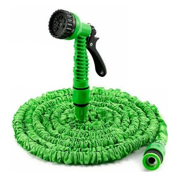 Furtun Extensibil de Gradina 60 metri Material Latex 3X Lungime Rezistent Usor Anti-Rasucire Pulverizare Puternica pistol stropire inclus