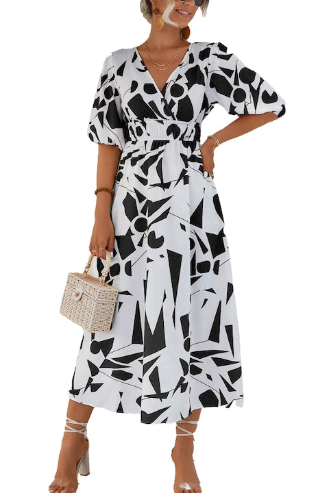 OEM - Women's Summer Dress Polyester White/Black White/Black L 12 installments with 0% interest