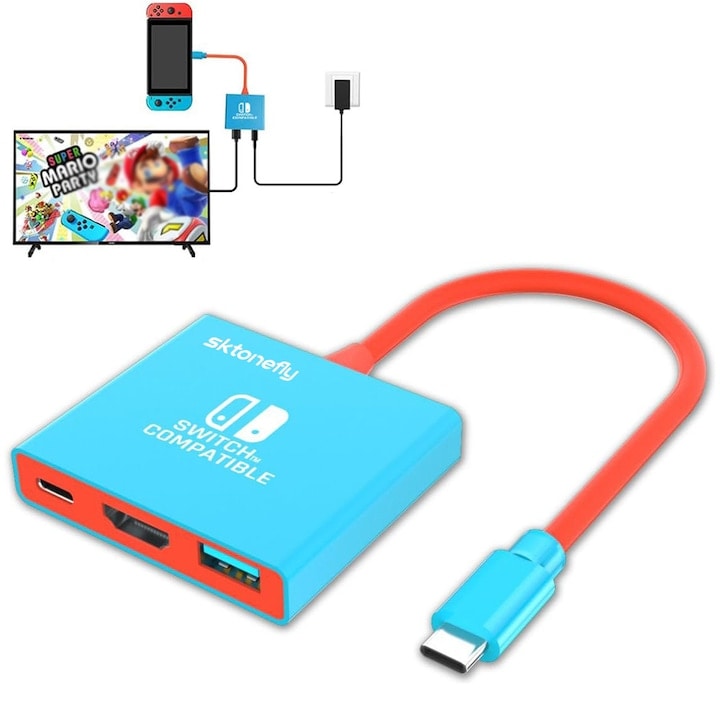 Portable Adapter for Nintendo Switch, supports 1080P, 3 HDMI 2.0 ports and USB 3.0