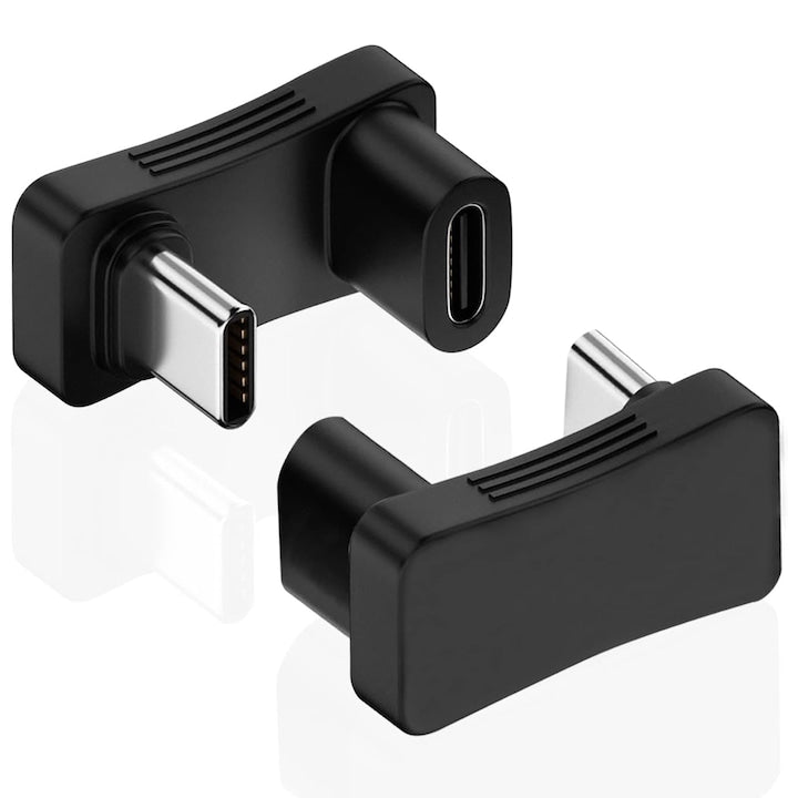 Set 2 Adaptoare U-Shape 180 Degree USB Type-C la USB Type-C 100W 4K 10 Gbps OUYLAF Negru