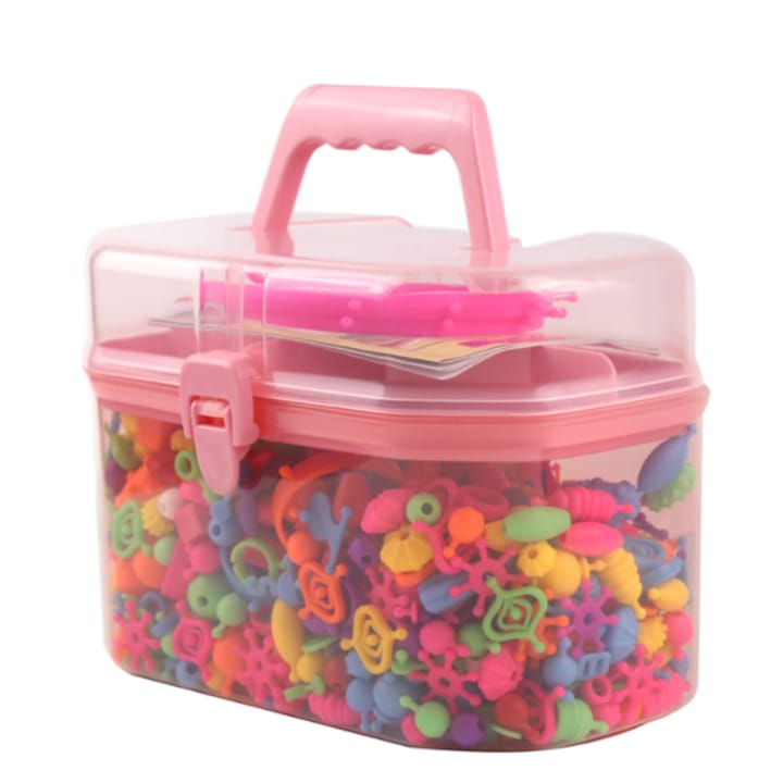 Set de creatie margele Bijuterii LeXHui Bratari Coliere Inele DIY Jucarii pentru fete 3+ani 750 pcs multicolor