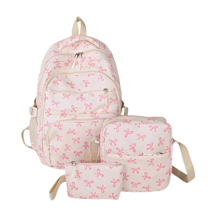 Set 3 ghiozdane casual capacitate mare rosu 43x30cm