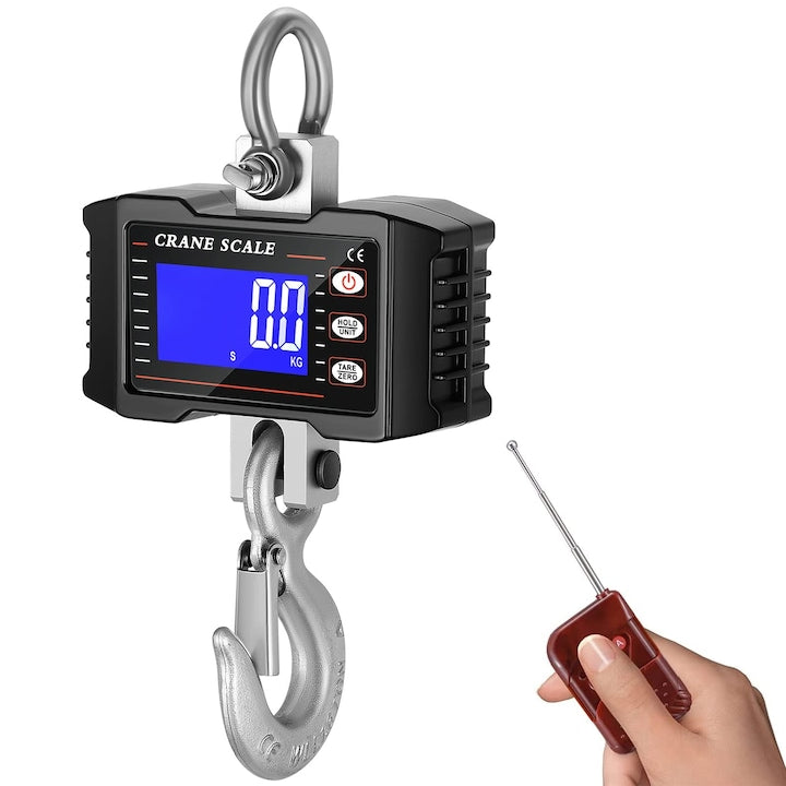 Cantar electronic comercial 1000kg cantar digital industrial pentru macara cantar electronic de inalta precizie reincarcabil WALALLA negru cu telecomanda si display LCD
