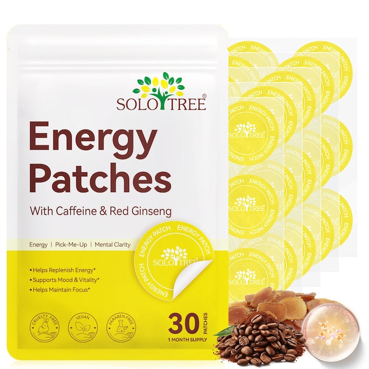 Plasturi transdermici energizanti cu Cofeina Ginseng Rosu L-Citrulina Beta-Alanina & Vitamina B Complex SOLO TREE®