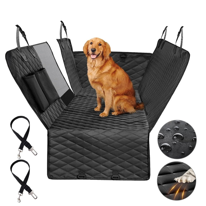 JFYU Car Seat Cover for Pet Protection and Transport Professional Car Seat Cover for pet protection and transport, suitable for any car type, prevents scratches, waterproof with mesh window and zipper, anti-slip, waterproof, 137x147 cm, black