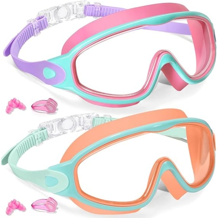 Ochelari inot copii Set 2 perechi Protectie UV Tratament Anti-Aburire Vedere Panoramica HD Curea Ajustabila Varsta 3-15 Ani