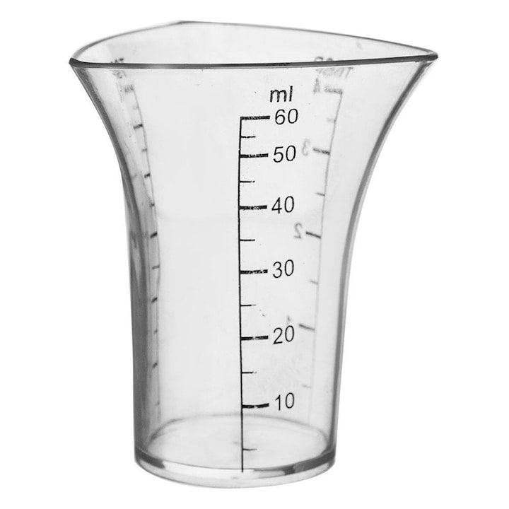 Cupa De Masurare Orion 6x6x7 cm Fabricata Dintr-Un Material De Inalta Calitate Are Trei Masuri Clare Pentru Masurarea Ml Linguri Si Lingurite Usor De Depozitat Transparenta