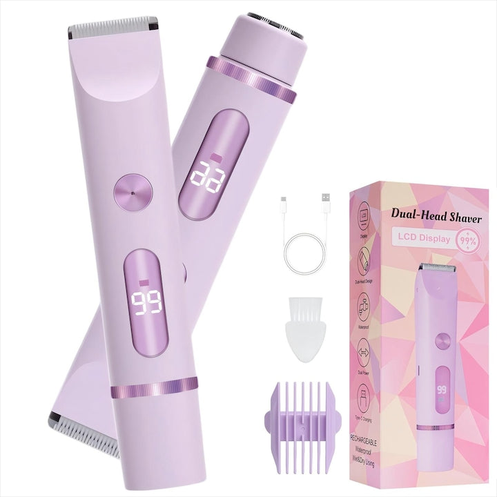 Epilator electric 2 in 1 dual-head inox/otel carbon incarcare USB portabil violet