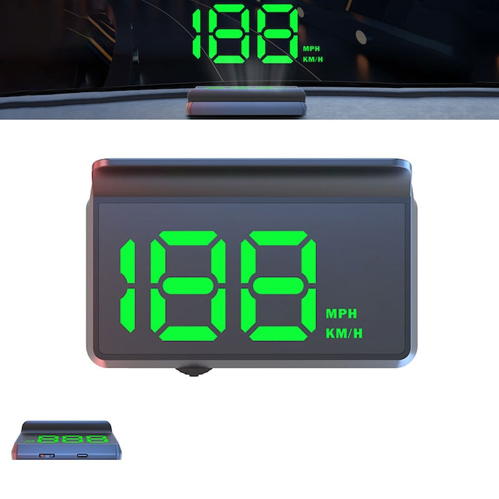 Vitezometru HUD pentru masina cu GPS Head-Up display Auto Cu Afisaj Digital Aparat multifunctional GPS si Diagnoza Auto OBD2 km/h si mph USB Plug&Play Negru